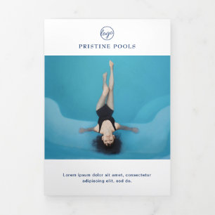 Pool Service Business Navy Blue Trifold Brochure