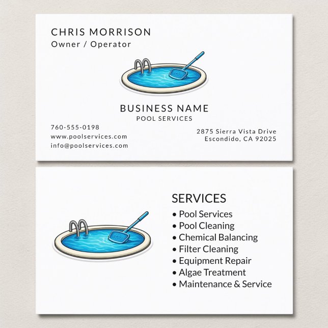 Pool Services Professional Business Card (Creator Uploaded)