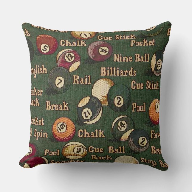 Pool Shark Billiard Balls Background Cushion (Front)