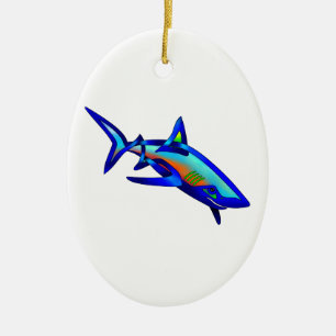 Pool Shark Ceramic Ornament