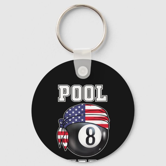 Pool Shark Jersey Cool Gift Top Bar Billiards Key Ring (Front)