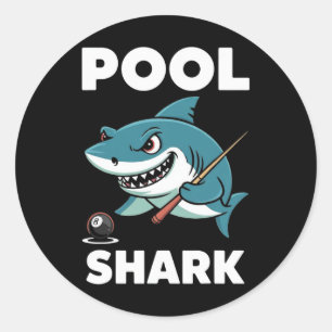 Pool Shark Snooker Player Funny Billiards  Classic Round Sticker