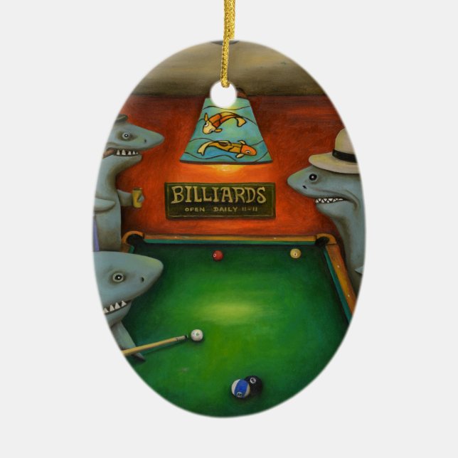 Pool Sharks Ceramic Tree Decoration (Front)