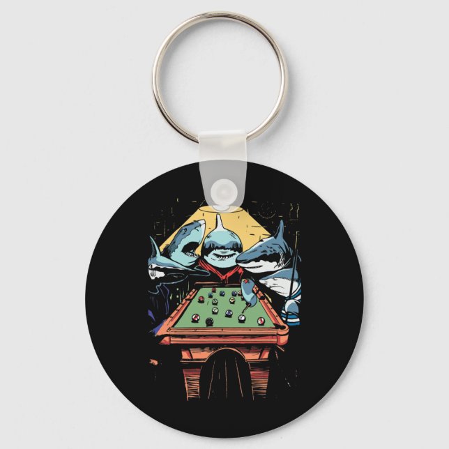 Pool Sharks Shark Billiards Game  Key Ring (Front)
