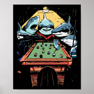 Pool Sharks Shark Billiards Game Poster