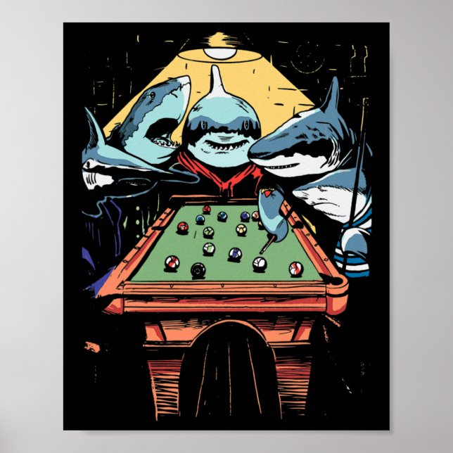 Pool Sharks Shark Billiards Game  Poster (Front)