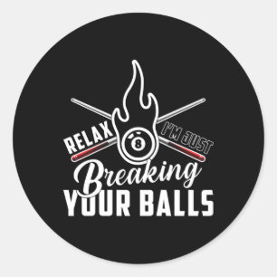 Pool Snooker 8 Ball Billiard Billiards Funny Gift Classic Round Sticker