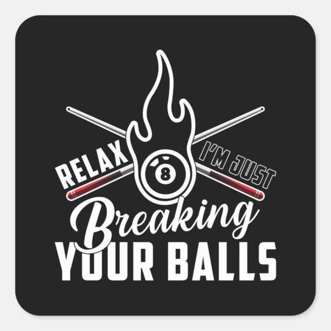 Pool Snooker 8 Ball Billiard Billiards Funny Gift Square Sticker (Front)