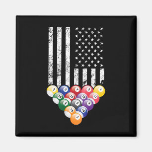Pool Snooker Billiards Player 8 Ball American Flag Magnet