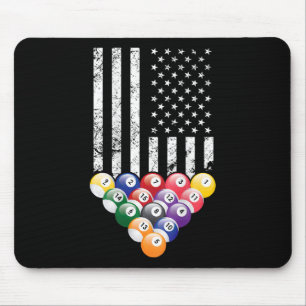 Pool Snooker Billiards Player 8 Ball American Flag Mouse Pad