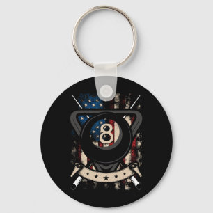 Pool Snooker Billiards Player 8 Ball Usa American  Key Ring