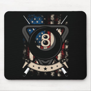 Pool Snooker Billiards Player 8 Ball Usa American Mouse Pad