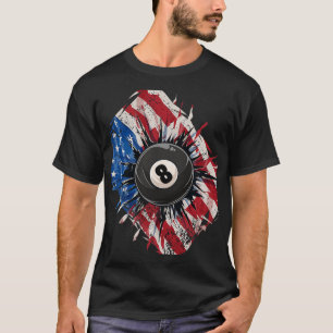 Pool Snooker Billiards Player 8 Ball Usa American T-Shirt