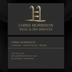 Pool & Spa Services Black Gold Business Card