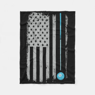 Pool Stick Billiards 8 Ball Vintage Usa American F Fleece Blanket