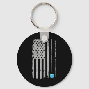 Pool Stick Billiards 8 Ball Vintage Usa American F Key Ring