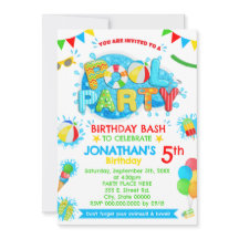 Pool Summer Birthday Party Primary Colour