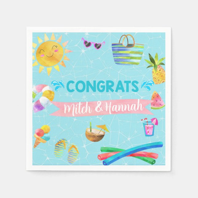Pool summer girl baby shower napkins. napkin (Front)