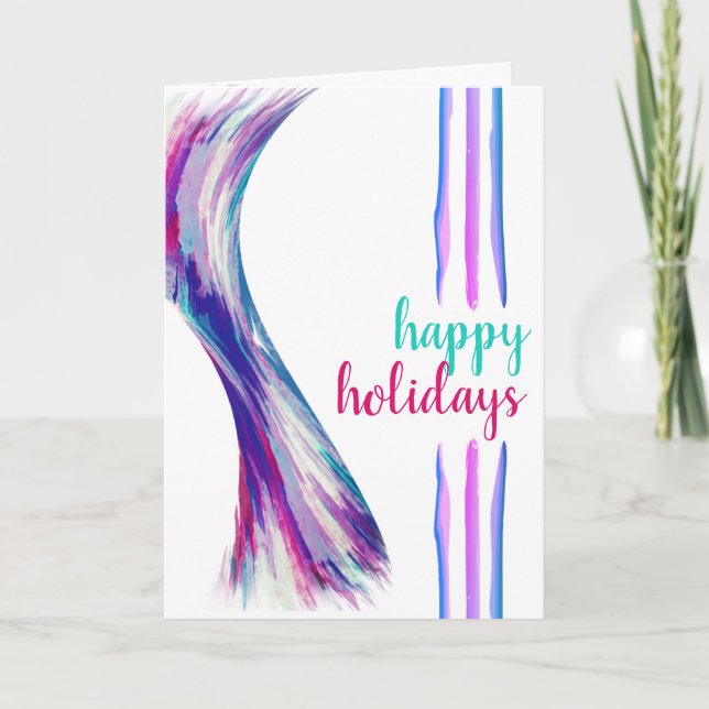 Pool Summer Holiday Purple Watercolor Splatter Card (Front)