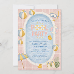 Pool Summer Kid Swimming Party Birthday Invitation