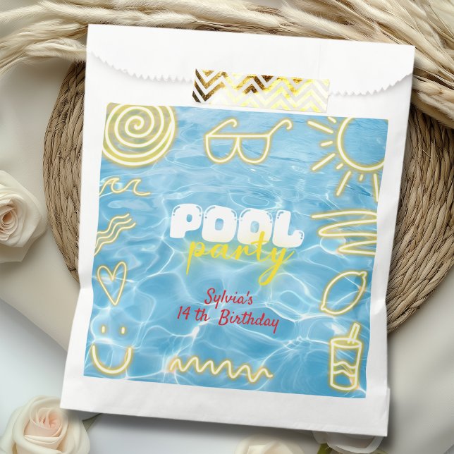 Pool summer neon vibes birthday party favour bag (Creator Uploaded)