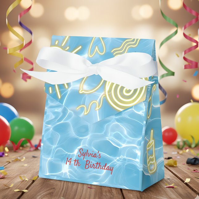 Pool summer neon vibes birthday party favour box (Creator Uploaded)