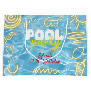 Pool summer neon vibes birthday party large gift bag