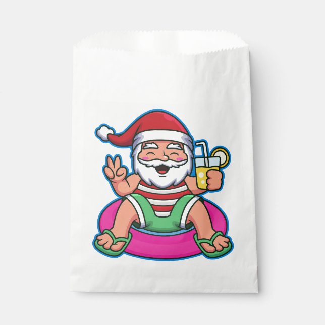 pool summer santa claus funny xmas  favour bag (Front)
