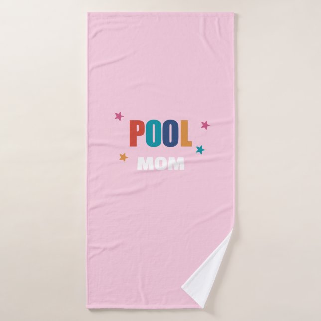 Pool swimming summer typography pink mum towel (Bath Towel)