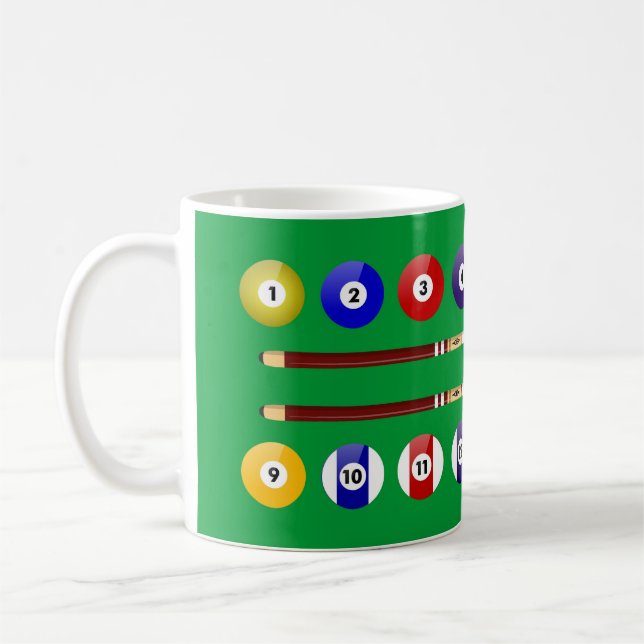 Pool Table and Balls Coffee Mug (Left)