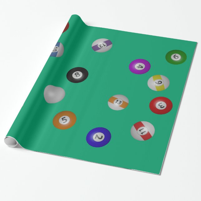 Pool Table and Balls Wrapping Paper (Unrolled)