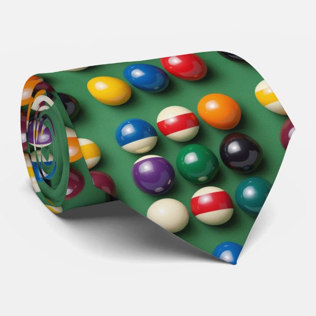 Pool Table Billiards Colourful Neck Tie (Rolled)