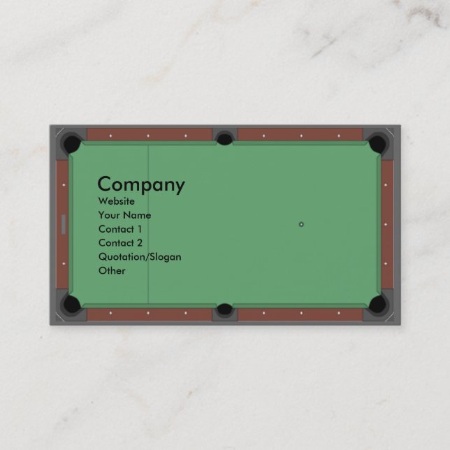 Pool Table Business Card (Front)