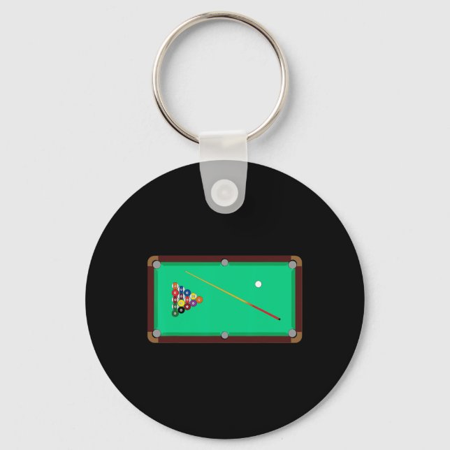 Pool Table - Cool Billiards T Shirt  Key Ring (Front)