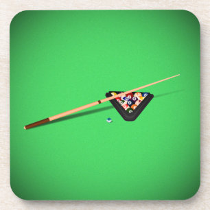Pool Table Cue Stick and Balls Coaster