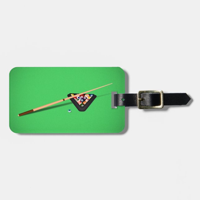 Pool Table Cue Stick and Balls Luggage Tag (Front Horizontal)