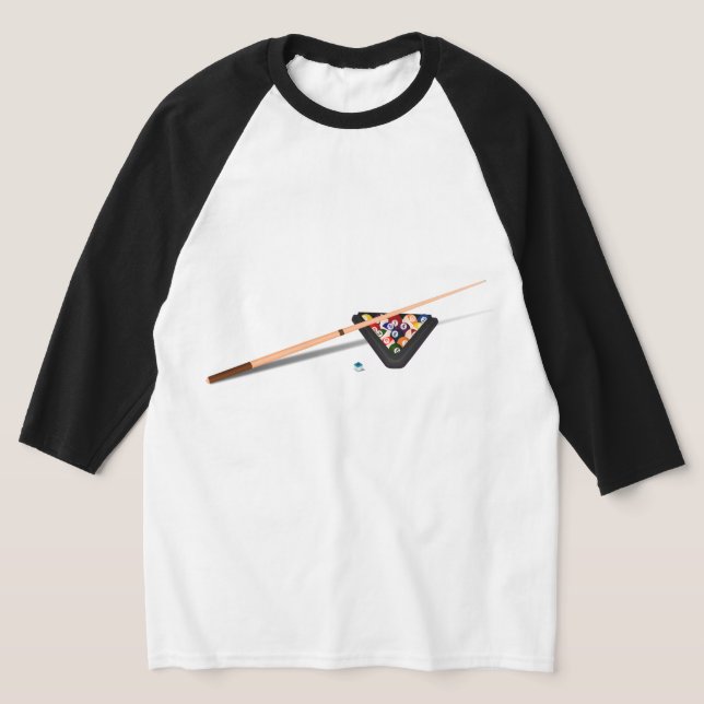 Pool Table Cue Stick and Balls Name on Back T-Shirt (Laydown)