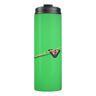 Pool Table Cue Stick and Balls Thermal Tumbler
