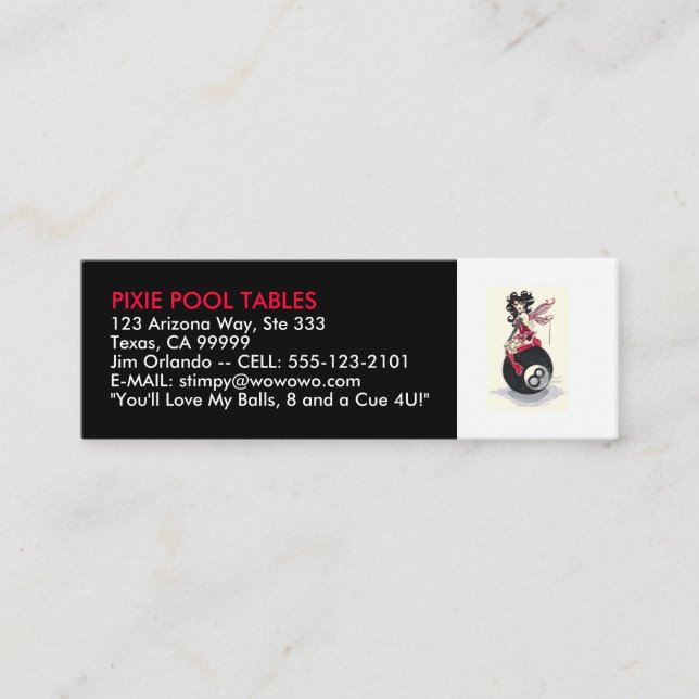 POOL TABLES & BILLIARDS - BUSINESS CARD TEMPLATE (Front)