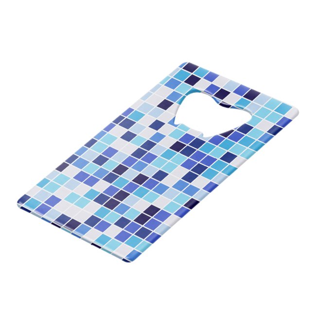 Pool Tiles, Blue Mosaic Tiles, Geometric Pattern (Front Angled)