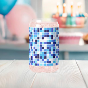 Pool Tiles, Blue Mosaic Tiles, Geometric Pattern Can Glass
