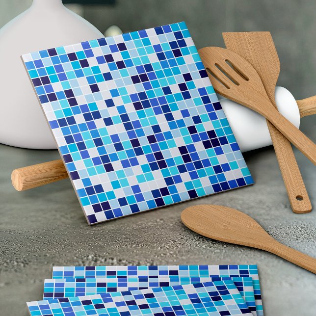 Pool Tiles, Blue Mosaic Tiles, Geometric Pattern Ceramic Tile (Creator Uploaded)