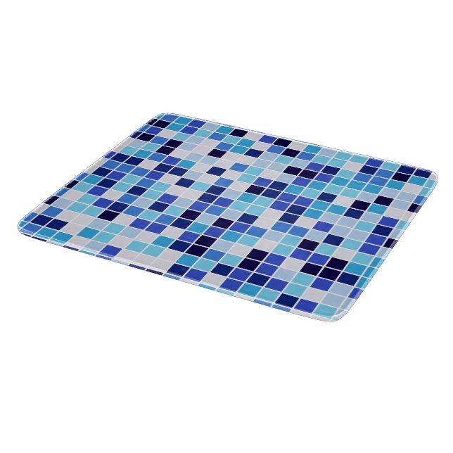Pool Tiles, Blue Mosaic Tiles, Geometric Pattern Cutting Board (Corner)