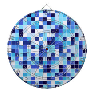 Pool Tiles, Blue Mosaic Tiles, Geometric Pattern Dartboard