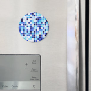 Pool Tiles, Blue Mosaic Tiles, Geometric Pattern Magnet
