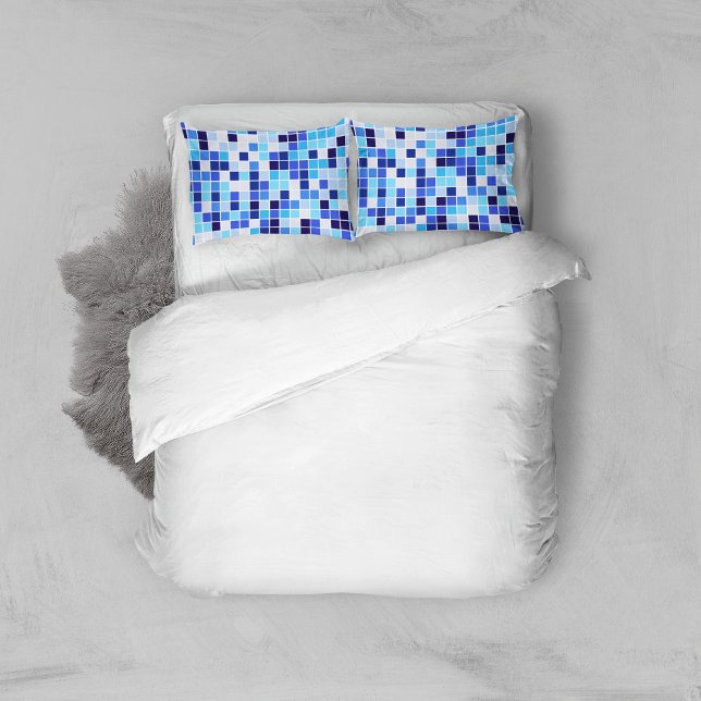 Pool Tiles, Blue Mosaic Tiles, Geometric Pattern Pillowcase (Creator Uploaded)