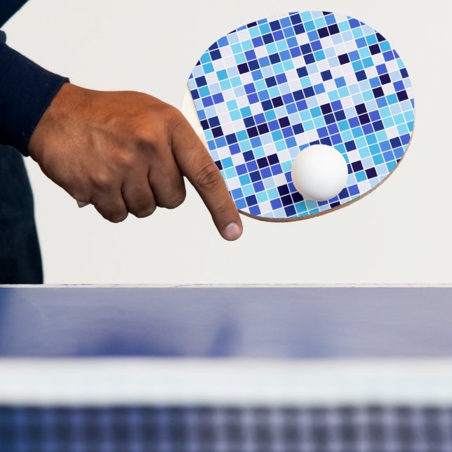 Pool Tiles, Blue Mosaic Tiles, Geometric Pattern Ping Pong Paddle (Insitu)