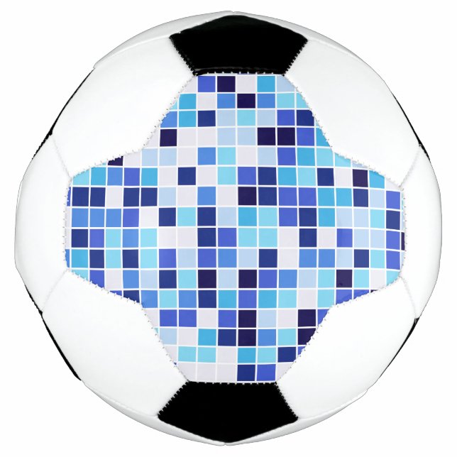 Pool Tiles, Blue Mosaic Tiles, Geometric Pattern Soccer Ball (Front)