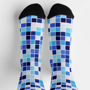 Pool Tiles, Blue Mosaic Tiles, Geometric Pattern Socks