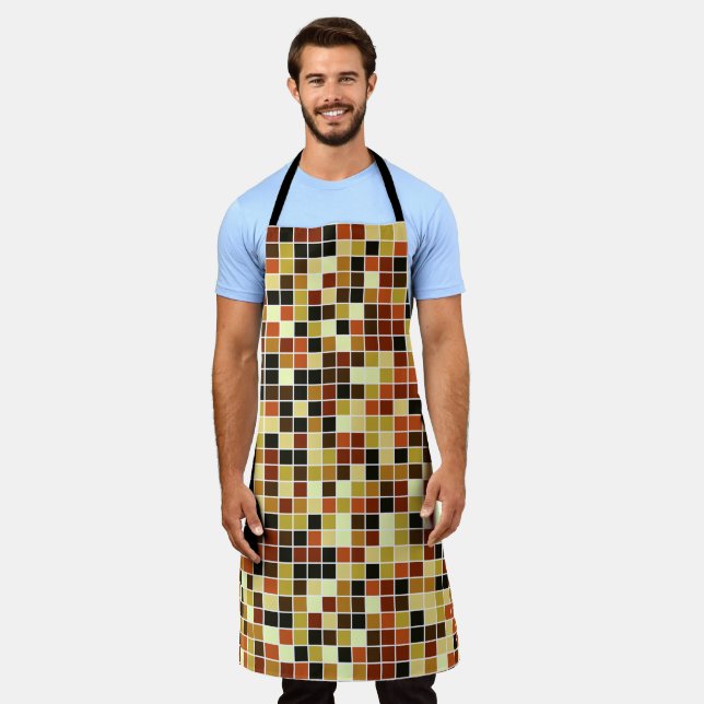 Pool Tiles, Brown Mosaic Tiles, Geometric Pattern Apron (Worn)